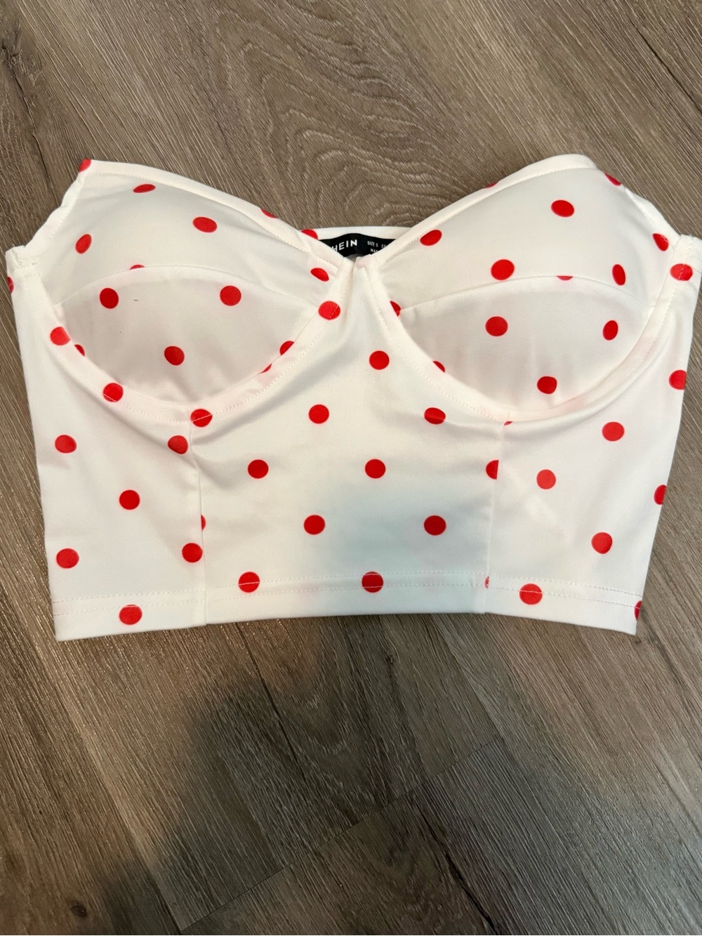 White Bustier Top with Red Polka Dots
